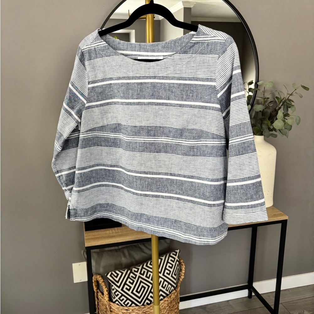 Sigrid Olsen Linen Striped Top - Picture 8 of 8